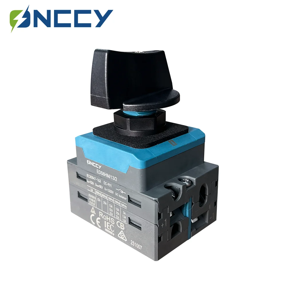 

ONCCY 2P Изолирующий переключатель постоянного тока, 600 В 1000 В 1600 В постоянного тока, монтаж с одним отверстием, для солнечных систем на крыше