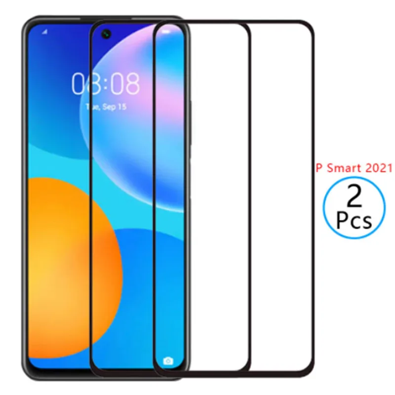 

2PCS For Huawei P Smart 2021 Safety Tempered Glass Screen Protector for p smart 2021 huawey Full Cover Protective Glass Film