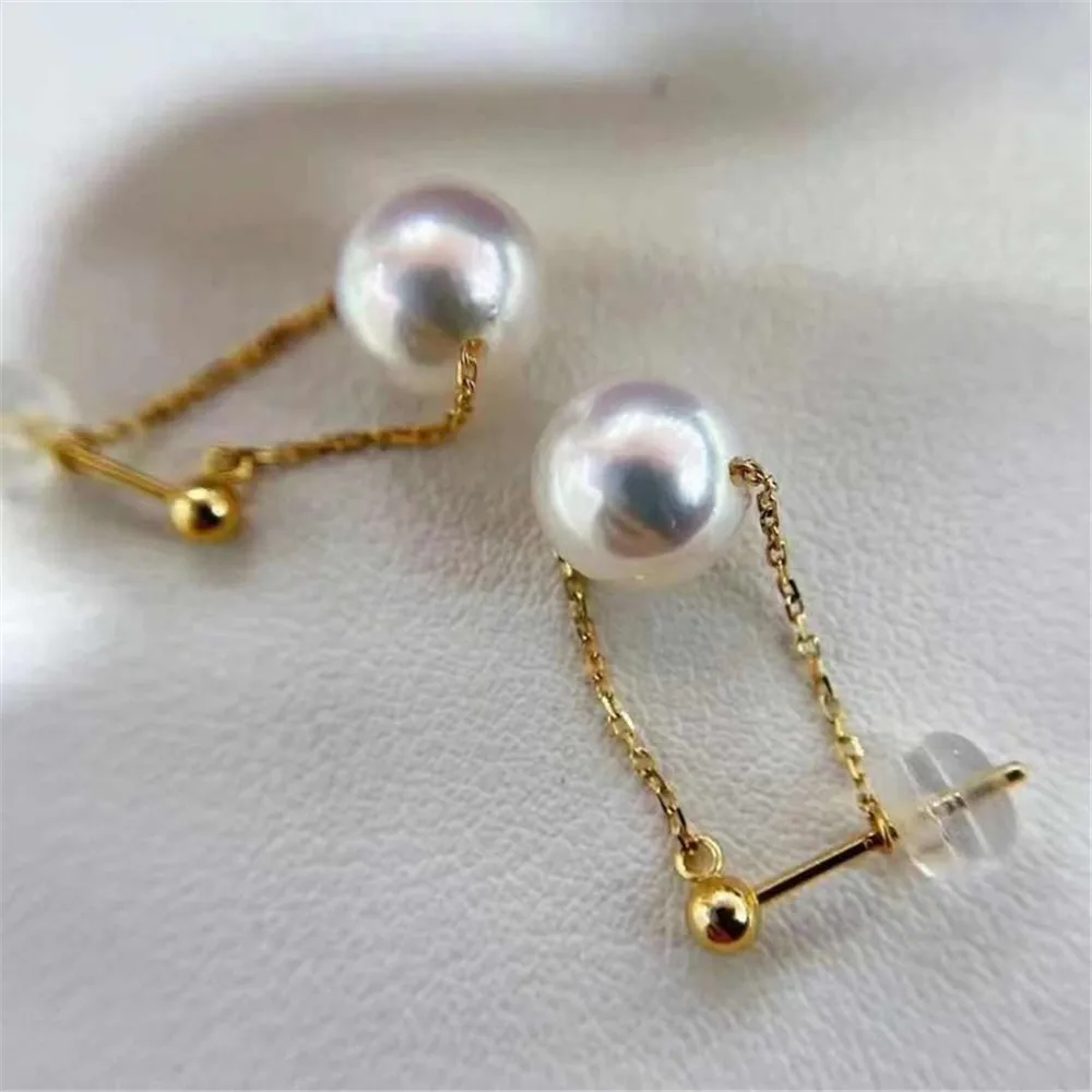 DIY Pearl Gadgets S925 Sterling Silver Stud Earrings Empty Rest Gold and Silver Dual-purpose Earrings with 7-10mm Round Oval