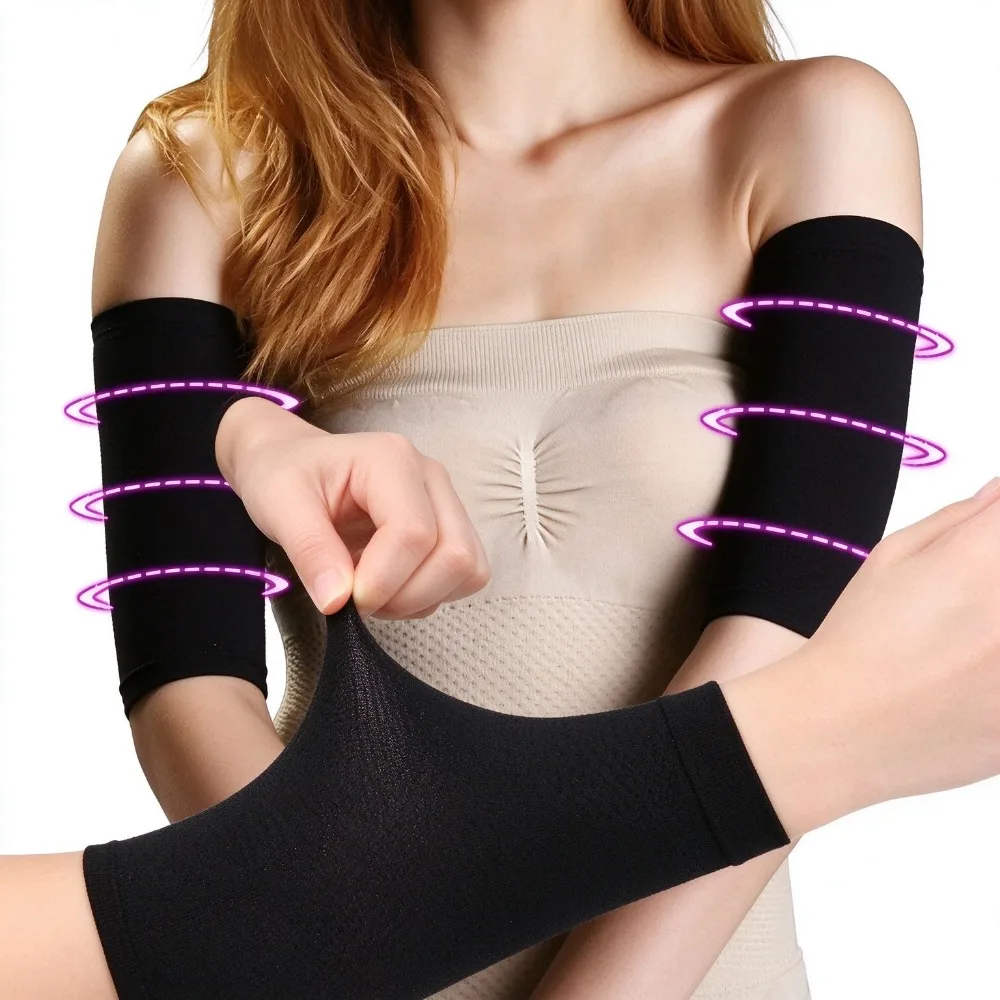 1 Pair Women Compression Arm Shaper Sleeves, Slimming Upper Arm Wrap, Fat Burning Tone Up Arm Shaping Support Sleeves