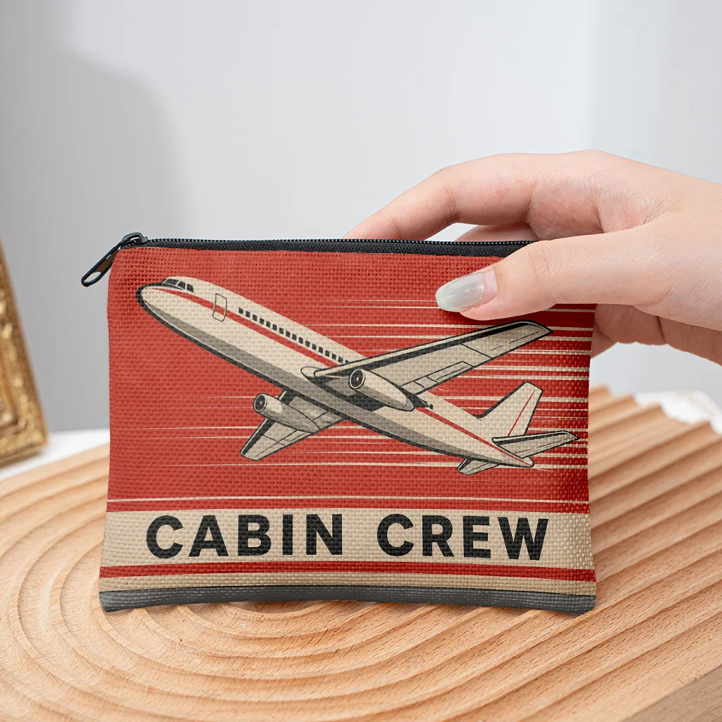 Airplane Take Off Poster Coin Purse Suitable Small Portable Zipper Wallet with Card Holder, Lightweight Key/Earphone Storage Bag