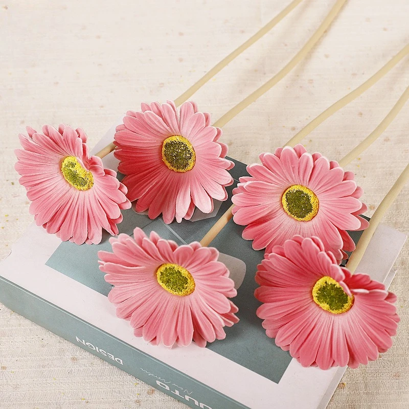 

20Pcs Artificial PU Flowers Gerbera Diy Bridal Bouquet Wedding Decor Fake Flowers Daisy Home Room Decoration Party Table Floral