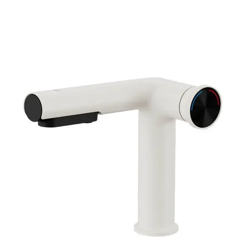 Lifting and pulling basin faucet Milk white bathroom faucet pulling two functions
