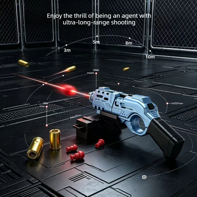 Portable Mini Manual Shell Ejecting Blaster Stress‑Relief Ring‑Shaped Grip Toy Gun Plastic with Bullet Shooting Game Model