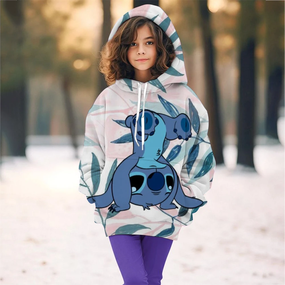 Disney Stitch Children's Street Fashion Sweater Boys Girls Tops Children's Sports Pullover Outdoor Sports Hoodie