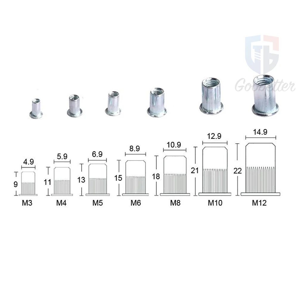 Imagem -03 - Mão Rivet Nut Setter Ferramenta Pneumática Sortimento Kit Estojo Robusto m3 m4 m5 m6 m8 M10 M12 110 Pcs