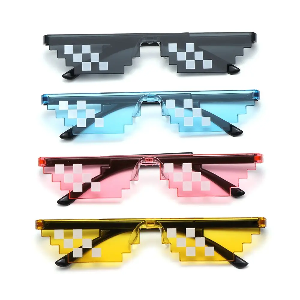 Retro Men & Women Cosplay Favors Gamer Robot Sunglasses Sunglasses Pixel Mosaic Sunglasses