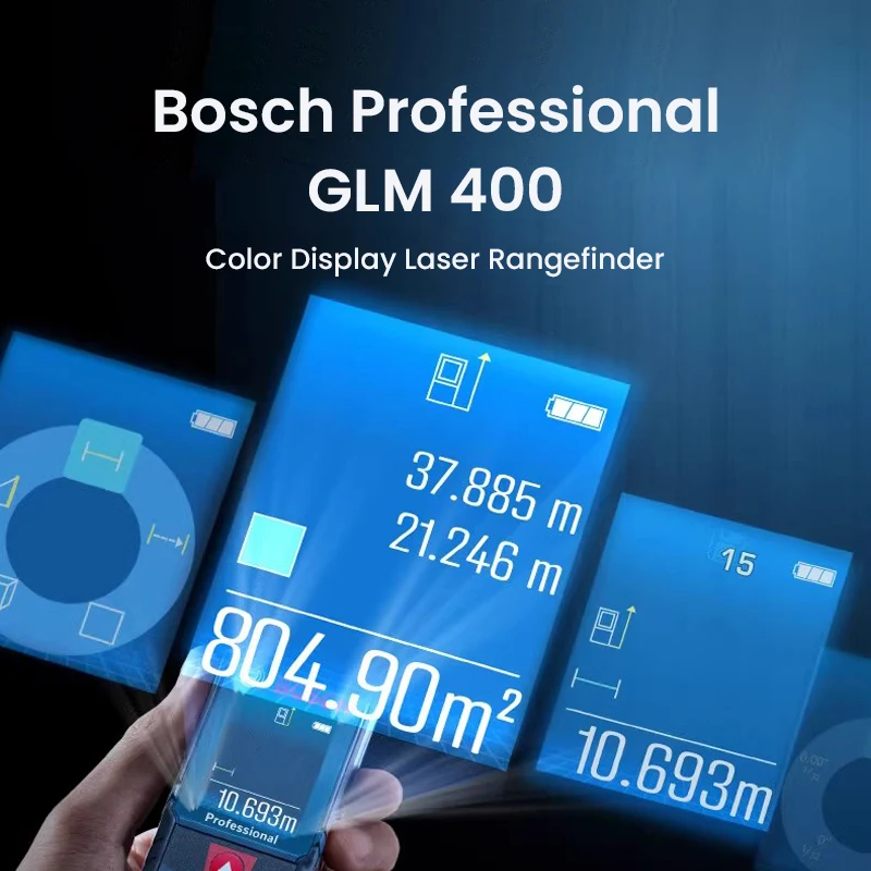 Imagem -02 - Bosch Glm 400 Rangefinder Laser Medição de Fita Laser Profissional Instrumento de Medição Multiúso Régua Laser Vermelha de Alta Precisão