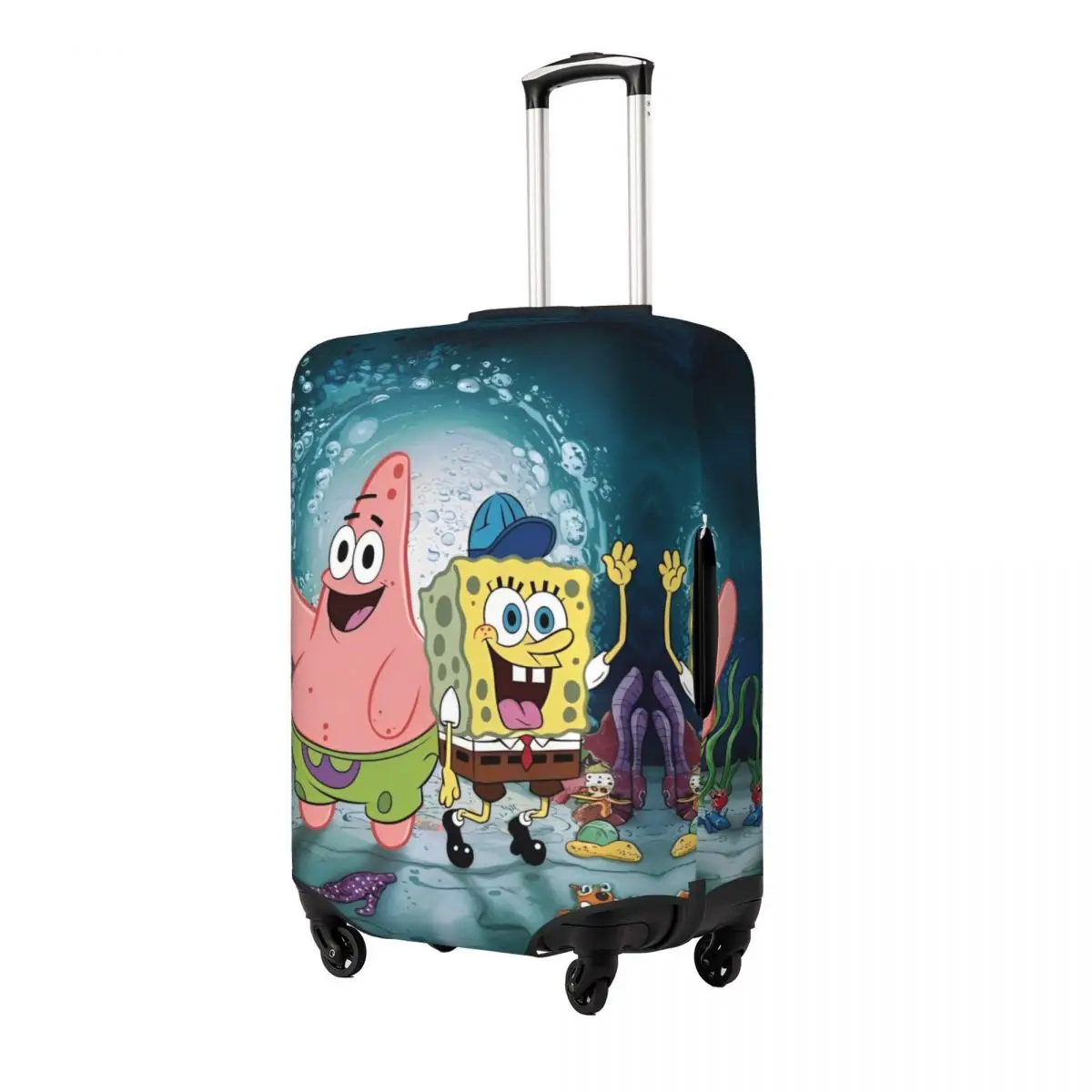 Cartoon SpongeBob SquarePants Suitcase Cover Cruise Trip Vacation Strectch Luggage Case Protection