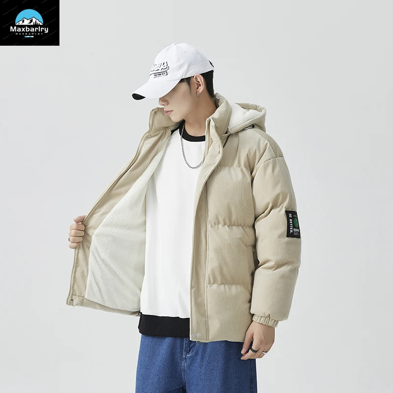 Winter Men's Jacket Korean Version Fashionable Loose Fitting Warm Hooded Jacket With Thickened Padding For Men's Clothing