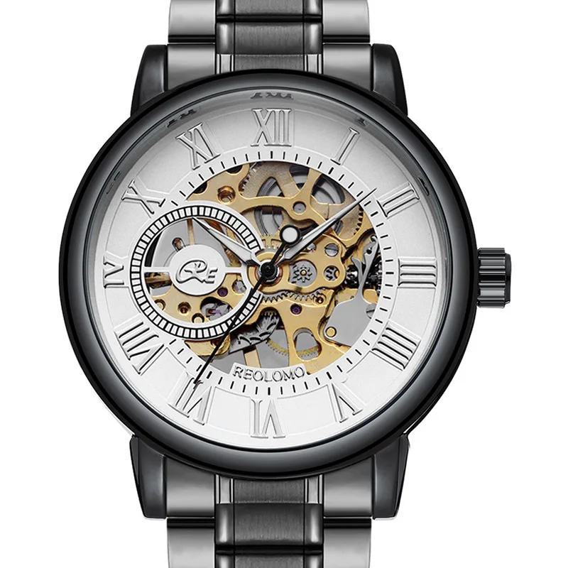 Watches, fully automatic mechanical watches, foreign trade watches for men, men's through-the-bottom hollow mechanical watches