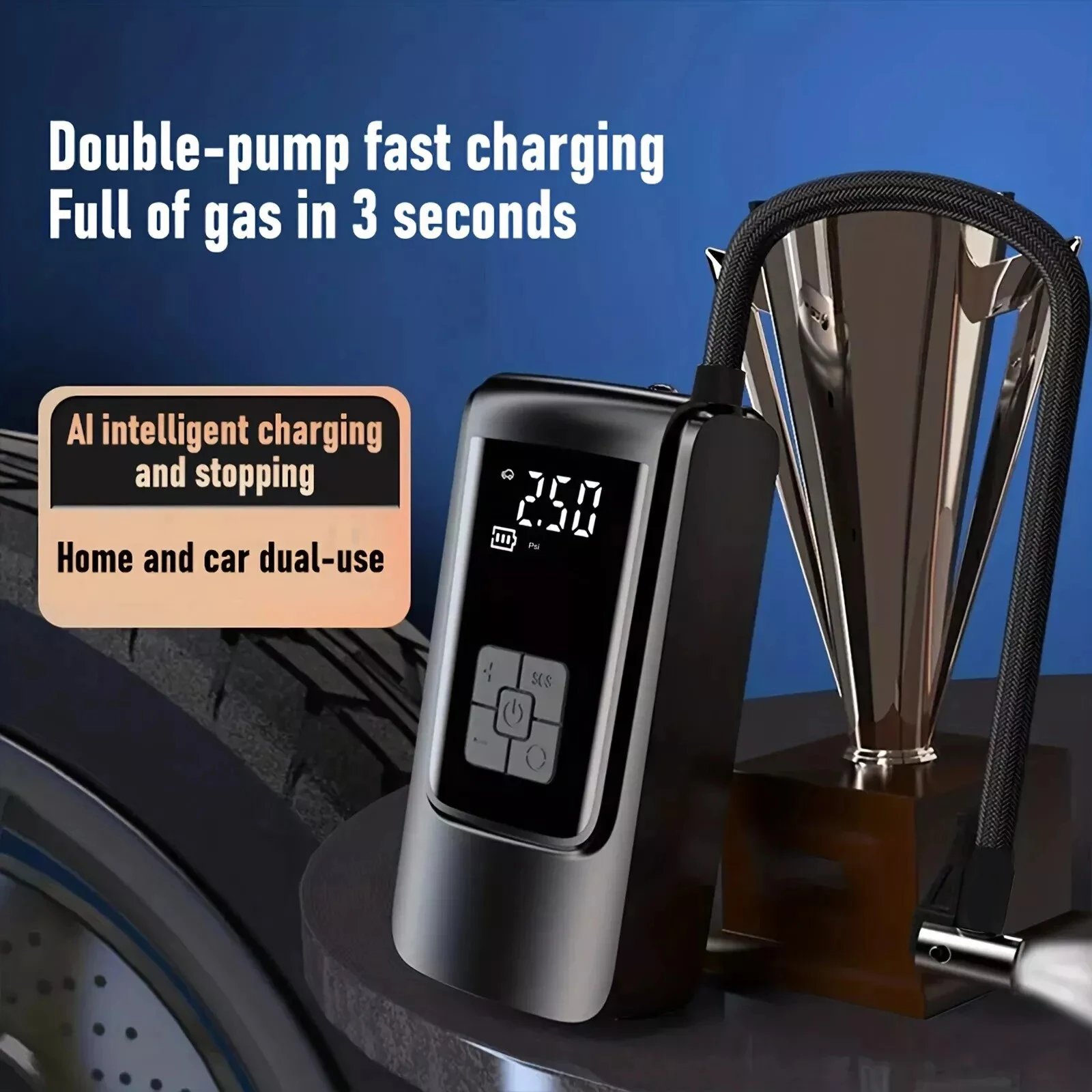 150PSI Portable Air Pump Wireless Air Compressor 6000mAh Rechargeable High Precision Car Tyre Inflator LCD Display For Bicycle