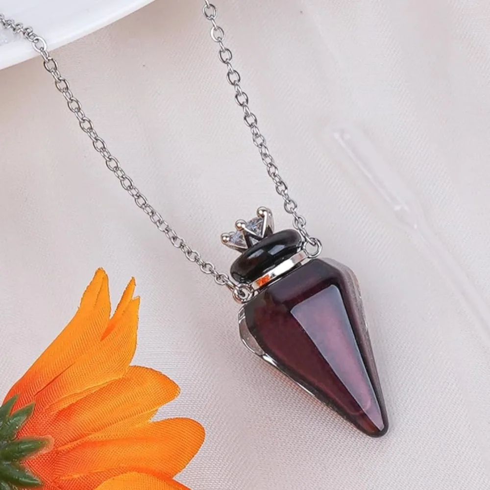 

Винтажные подвески в форме флакона духов со стразами, стеклянная бутылка эфирного масла, ожерелье с ароматом, модная цепочка на ключицу