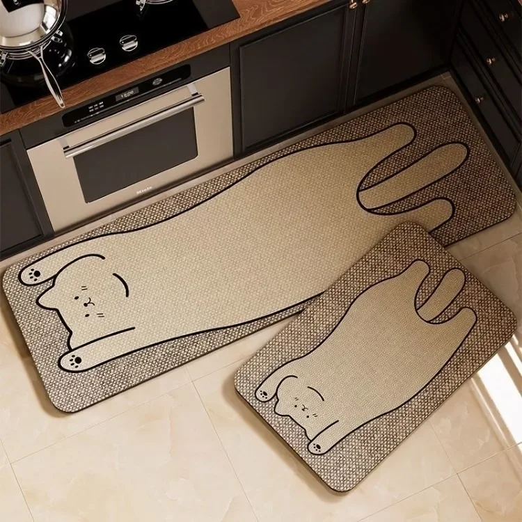Kitchen Floor Mat Waterproof Carpet PVC Leather Rug Anti-slip Mats Cat Pattern Design Home Decor Rugs alfombra de cocina