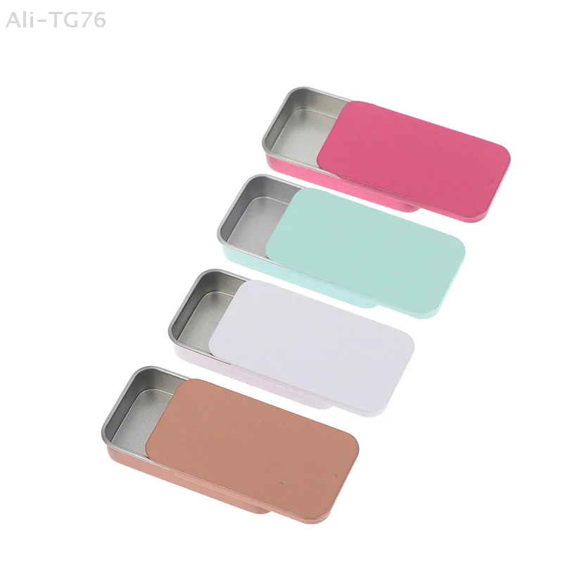 60x34x11mm Aluminum Slide Cover Box Refillable Square Storage Container for Cosmetics Lip Balm Cream Jewelry & Pill Case