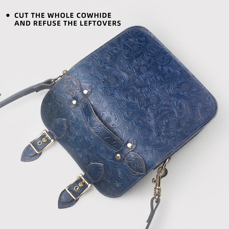 Women Genuine Leather Shoulder Bag Handmade Leather Handbag Briefcase Flap Messenger Bag Portable Storage Satchel image 4
