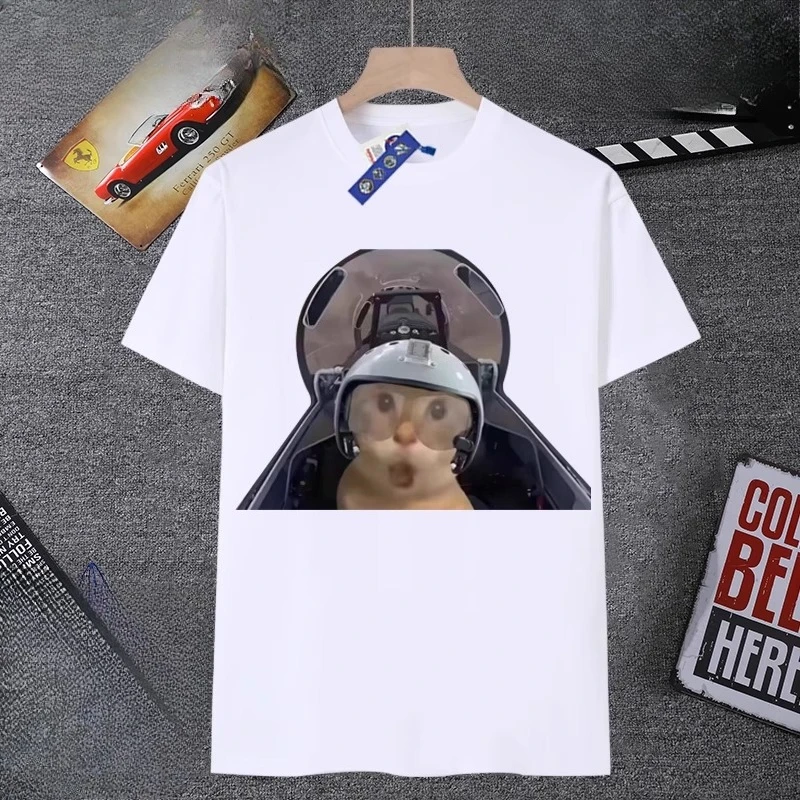 

Round-headed octogenarian pilot spoof emoji short-sleeved T-shirt student summer versatile casual half-sleeved men's