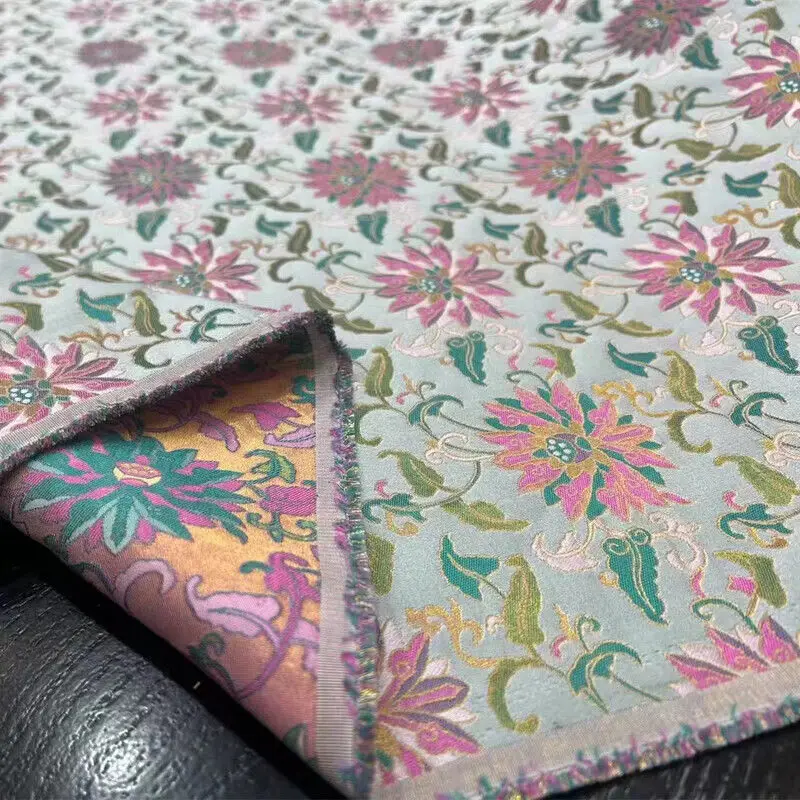 Lianzhi Silk Woven Non-Heritage Song Dynasty Brocade Fabric New Chinese Style Top Dress Cheongsam