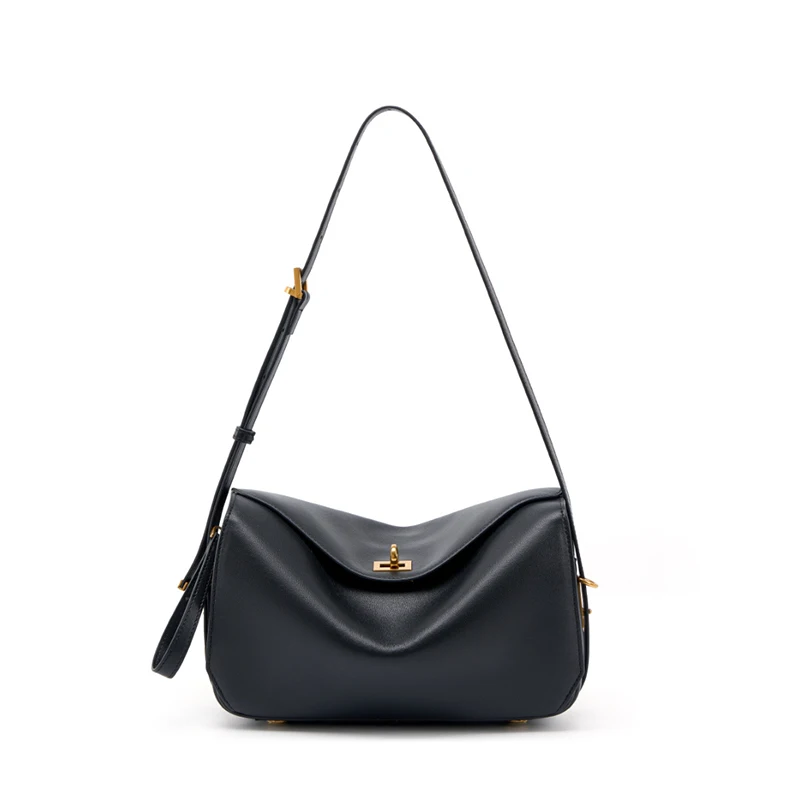 

Genuine Leather Multi-compartment Shoulder Bag For Women Luxury Flap Lock Tote Bag High-end Large-capacity Underarm Storage Bag