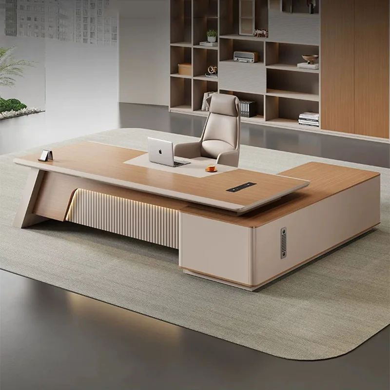 ^Wooden Modern Office Desk Standing Executive Study Computer Decoration Office Desk Drawer Organizers Tavolo Salon Furniture