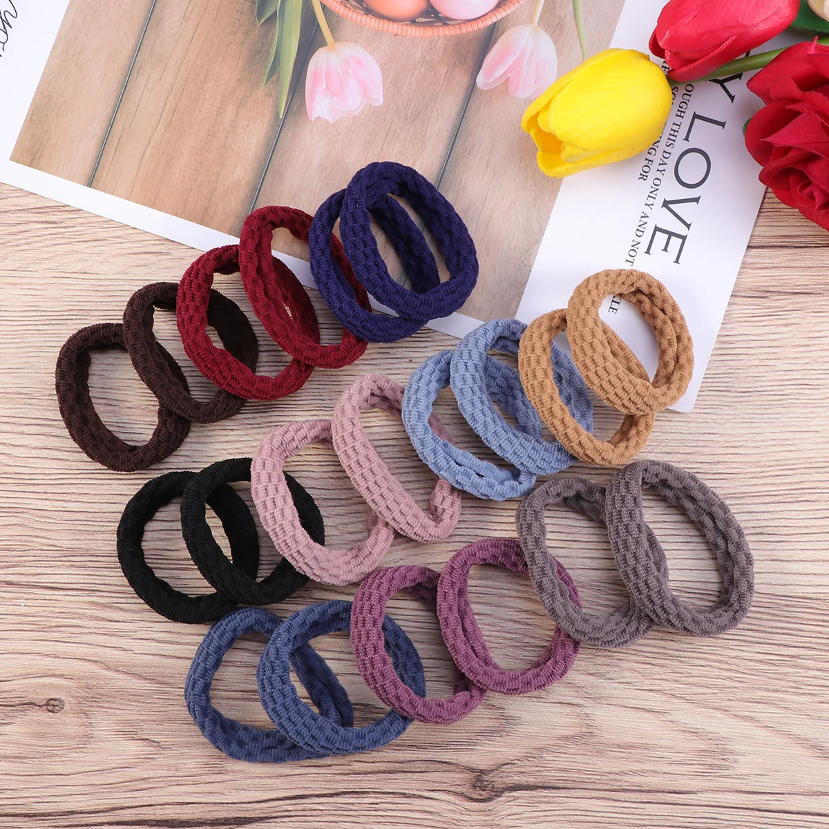 

20Pcs Solid Color Elastic Hair Ties Thickened Stylish Ponytail Holders Bright Assorted Colors Girls Fashion Hair Accessories