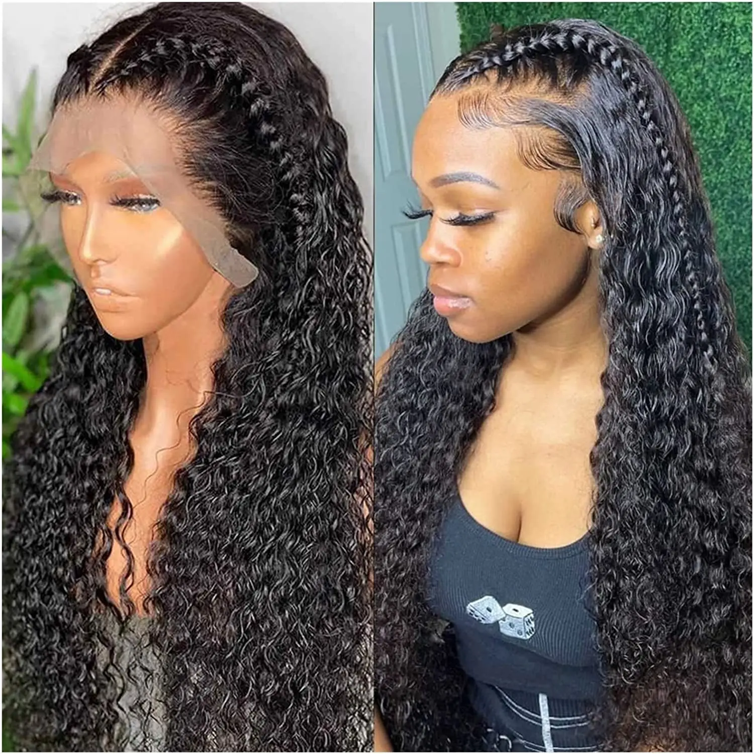 

13X4 Water Wave Black HD Lace Frontal Wigs Human Hair Pre Plucked And Bleached Knots 30Inch Brazilian 4x4 Closure Wig For Women