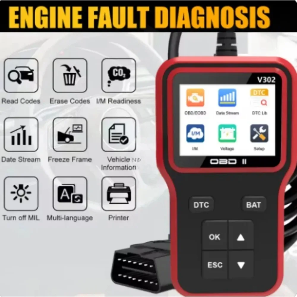 

VESSTEK V302/V309 OBD2 Scanner Universal Car Engine Fault Code Reader Multi-Language Auto Voltage Tester Diagnostic Tool