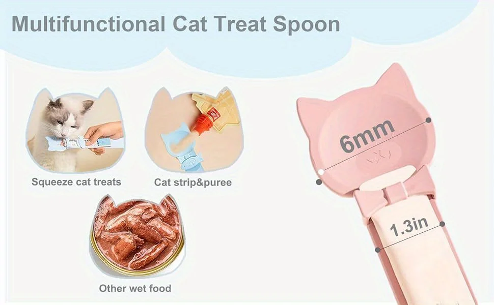 3er-Set niedliche Streifen-Squeeze-Katzenleckerlislöffel, auslaufsicherer Nassfutterspender mit langem Griff, freihändiges, saubereres Haustier-Snack-Werkzeug – Detail 6