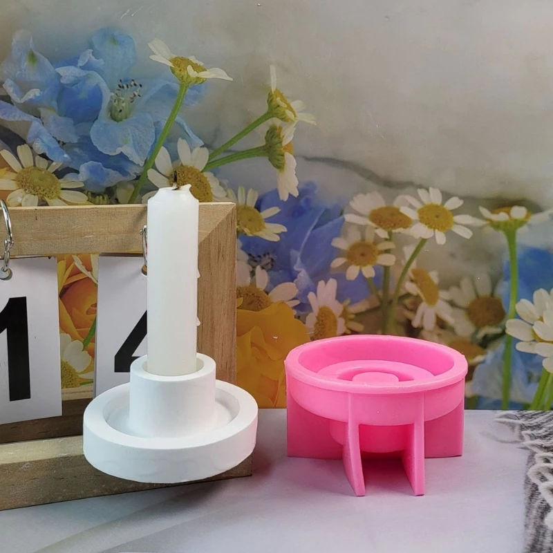 Flexible Round Base Holder Silicone Mold with Tray for Candle Collection