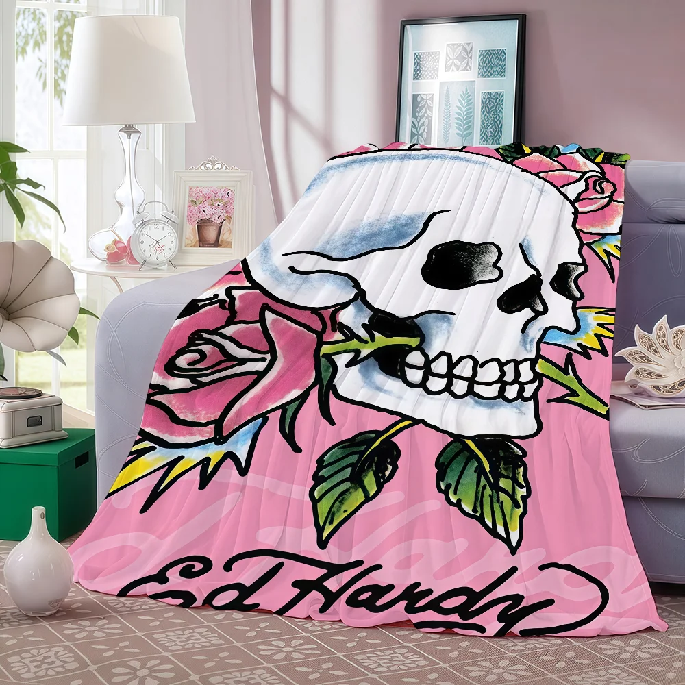أزياء العلامة التجارية E-Ed H-Hardy بطانية دافئة وناعمة مناسبة لغرفة النوم غرفة المعيشة أريكة سرير مكتب السفر التخييم