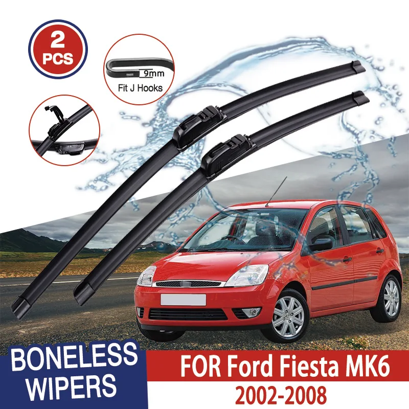 For Ford Fiesta MK6  2002-2008 Car Windshield Wiper U-type Soft Rubber Frameless Bracketless Car Wipers 22\