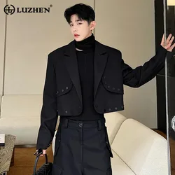 LUZHEN 2024 Autumn Trendy Patchwork Design Casual Short Elegant Suits Jacket Men's High Street Korean Luxury Blazer Coat LZ3044