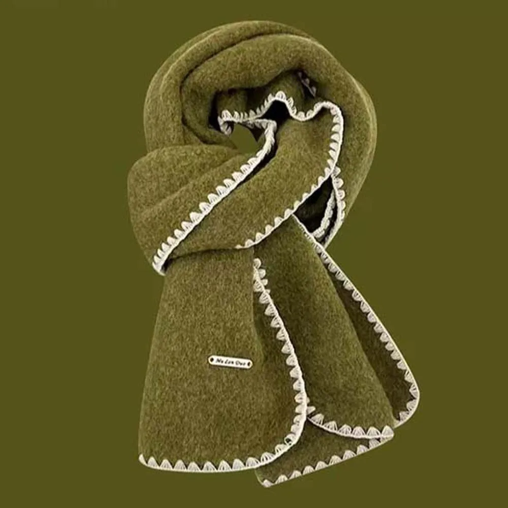 

Polyester Lock Edge Winter Scarf Soft Solid Color Long Thickened Neckscarf French Style Cold-proof Women Warmer Scarf Christmas