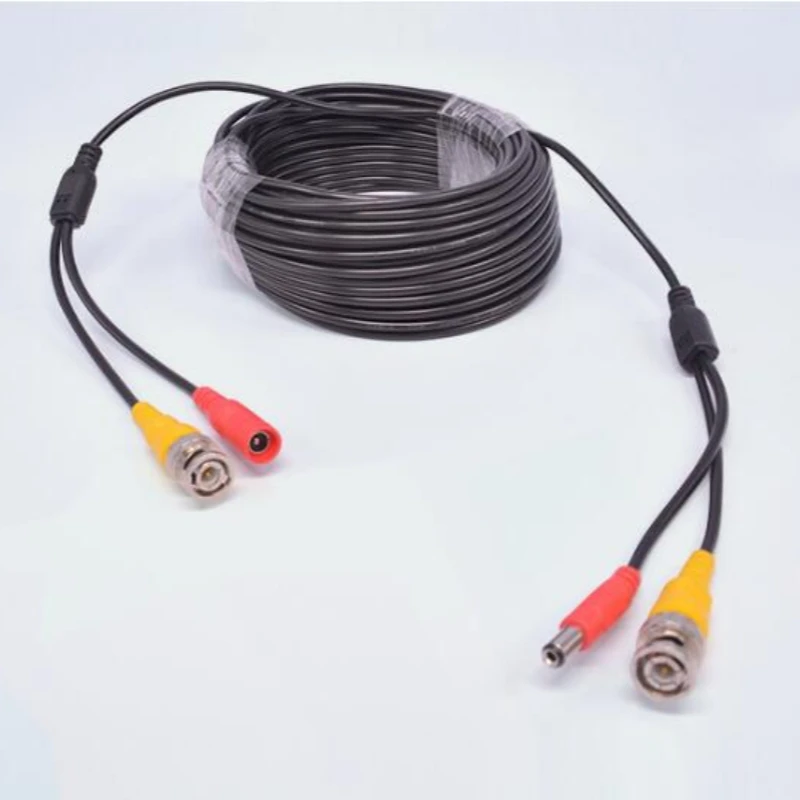 Kabel do kamer CCTV 25M AHD TVI CVI z złączem BNC+DC 2-w-1, koncentryczna linia zasilająca do systemu monitoringu DVR