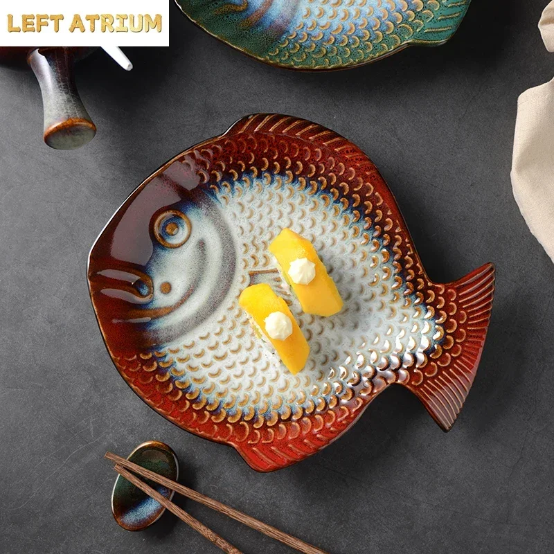 Fish Shape ceramic Dinner Plate Sushi Plates Fruit Tray Salad bowl Soup plate Steak plates Sashimi disc Dessert bowl snack dish