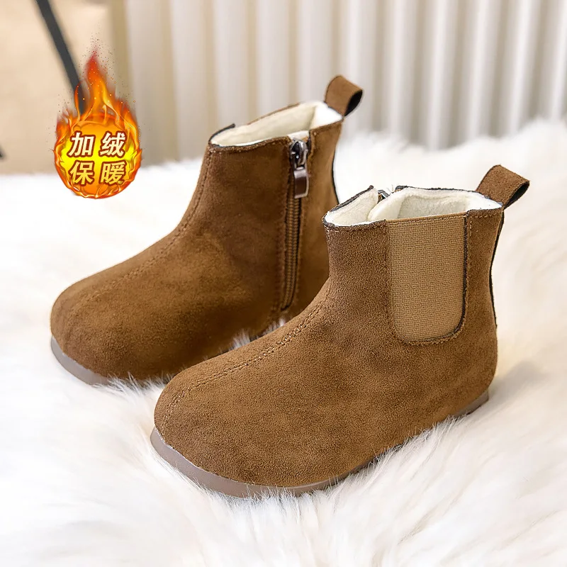 

Fashion Korean Style Soft Sole Non-slip Versatile Princess Retro Shoes 2025 Autumn Winter New Children Casual Boots for Girls