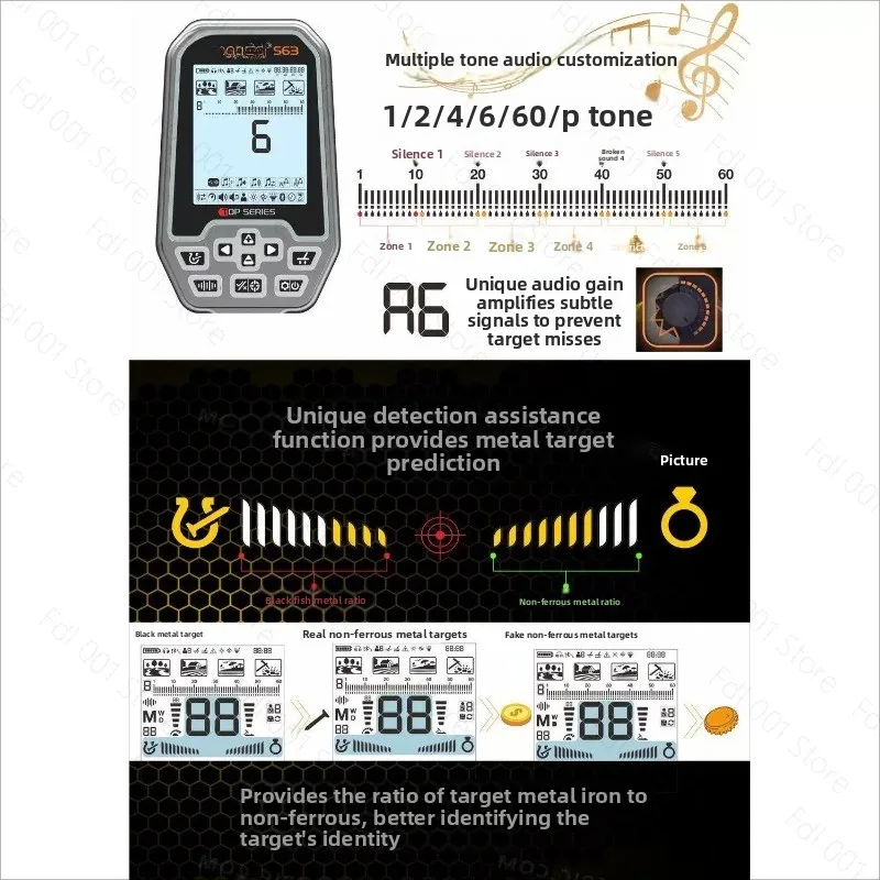 High Precision Metal Detector  S63Pro Handheld Gold Silver Copper Detector for Outdoor Treasure Hunting