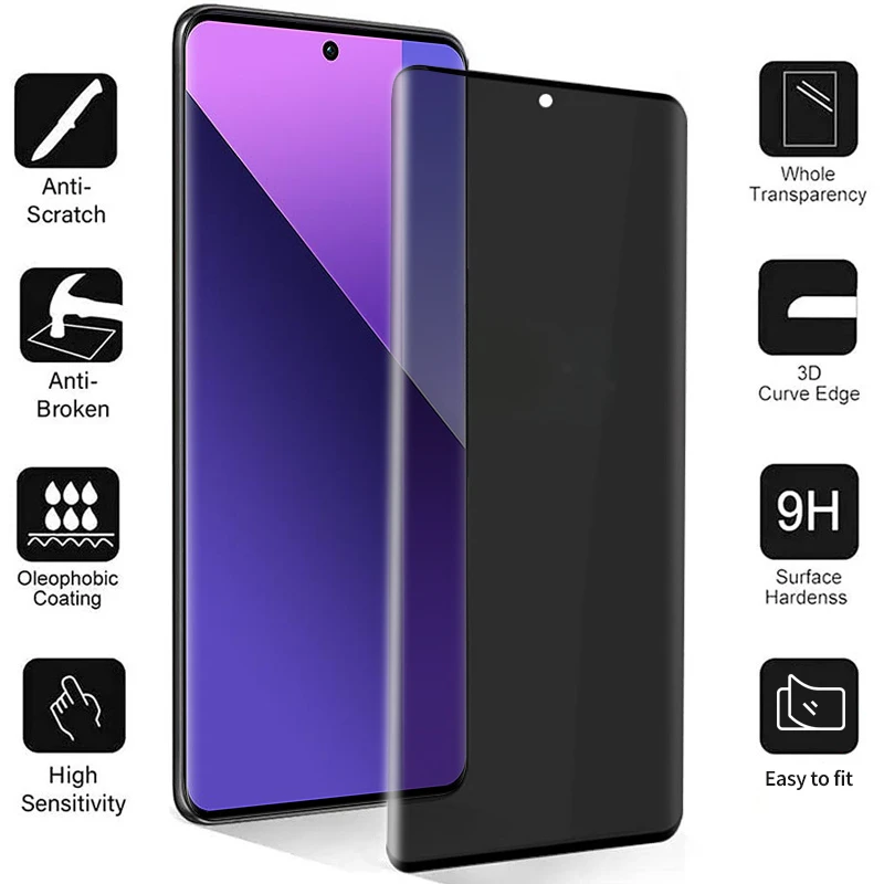 3D Curved Anti-spy for Xiaomi Redmi Note 13 Pro Plus Privacy Screen Protector Redmi Note 13 Pro Plus Film Not Glass