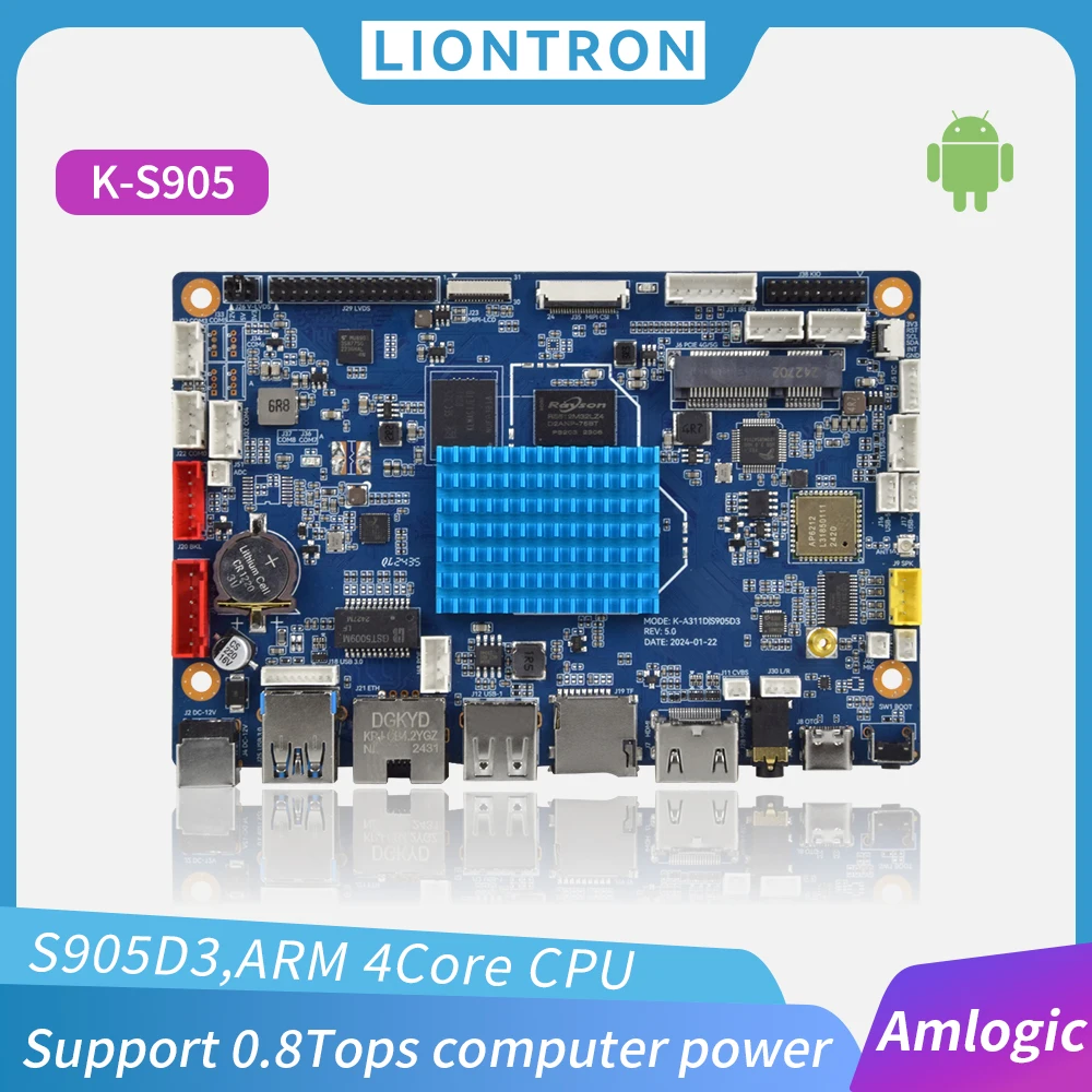 Placa base Liontron AloT ARM 4Core 4+128GB DDR con interfaz Wi-Fi y BT Mini PCLe para máquinas expendedoras y Cont industrial