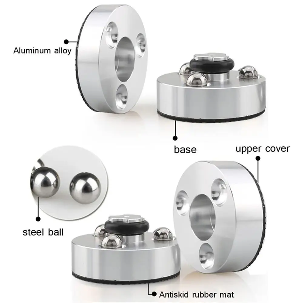 1Pcs 39x31mm HiFi Audio Isolation Feet CNC Machined Aluminum Magnesium Alloy Anti Shock Absorber Feet Steel Ball Anodized