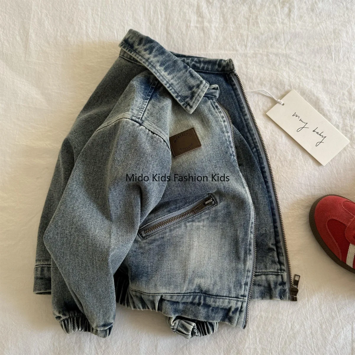 Children's Denim Jacket Spring/Autumn Boys' Girls' Japanese-Style Denim Jacket Small  Medium Sizes Baby's Stylish Collared Top