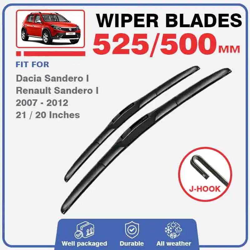 Front Wiper Blades Set Kit For Dacia Renault Sandero MK1 2007 - 2012 Wipers Windshield Windscreen Window Accessories 21