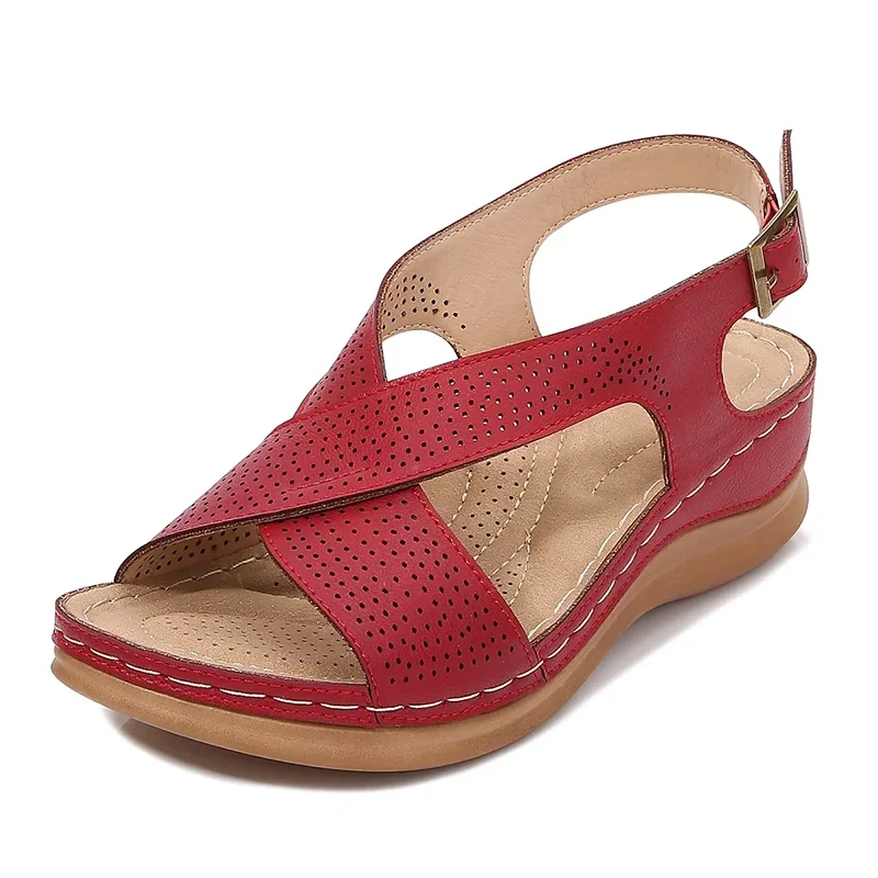 Sandal Kasual Musim Panas Luar Ruangan Gesper Platform Sandal Wedges Wanita 2023 untuk Wanita Sepatu Sandal Wanita Sandal Wanita