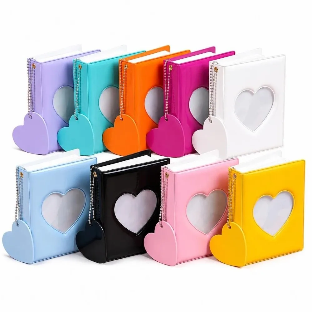 Portable 3 Inch 40/64 Slot Photo Album Macaron Chain Decor Card Holder Heart Cutout Photo Binder Memory Keep