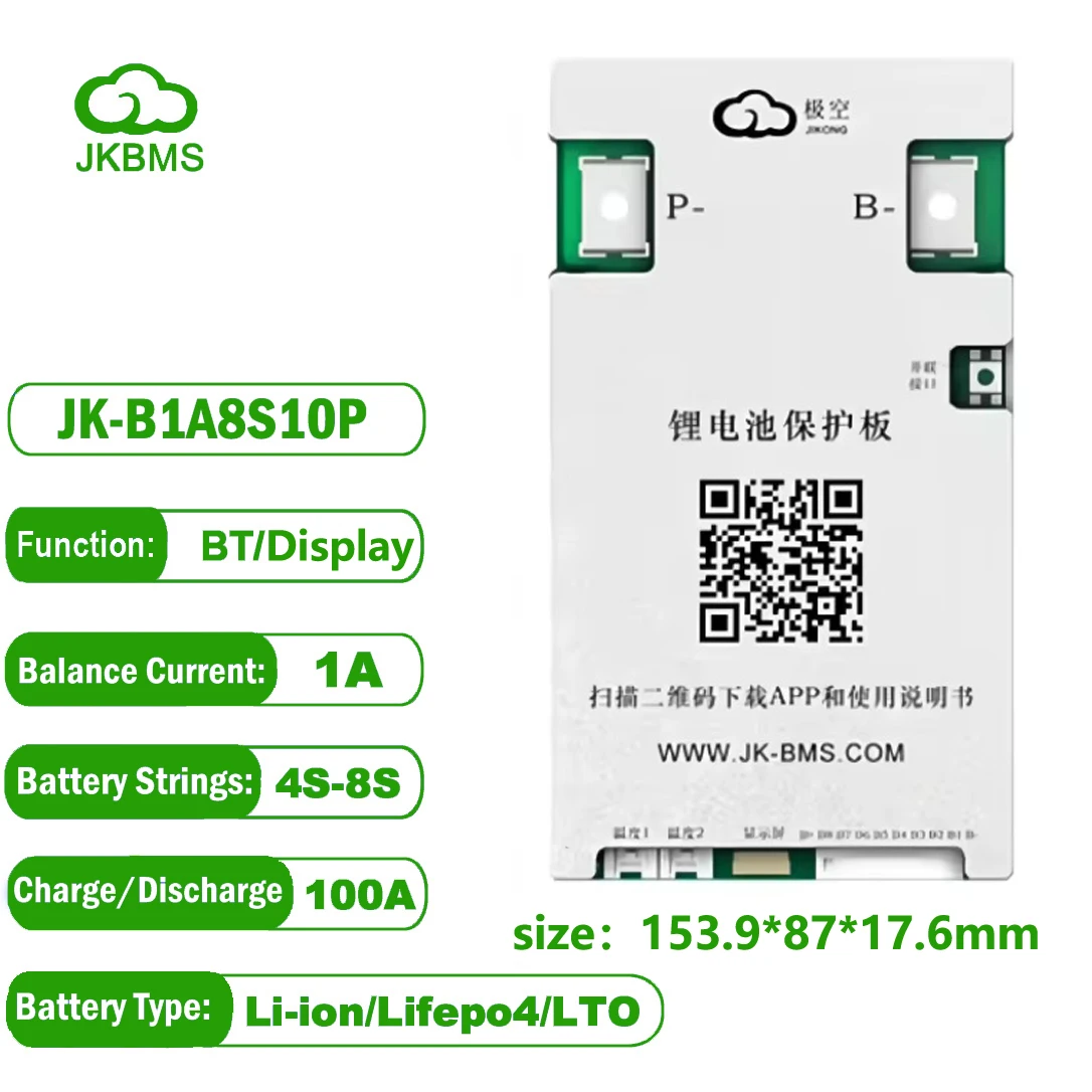 

JK BMS JK-B1A8S10P 100A Lifepo4 Аккумулятор JKBMS 8S 24V 1A Active Balance 18650 4S 12V 5S 6S 7S JIKONG Li-ion RS485 Кемпинг Ebike