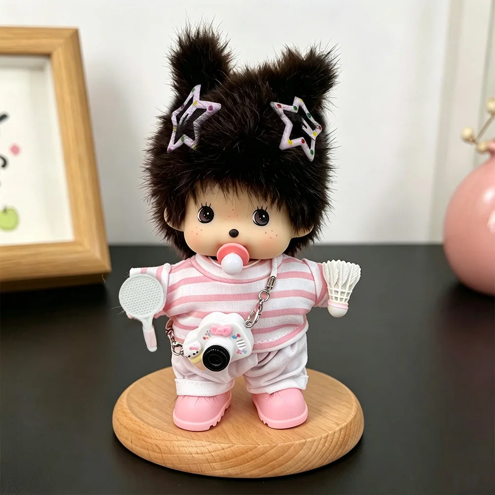monchhichi Plush Keychains Colorful Cartoon Keyring Standing Plush Doll Backpack Ornament Anime Merchandise Graduation Gift 몬치치