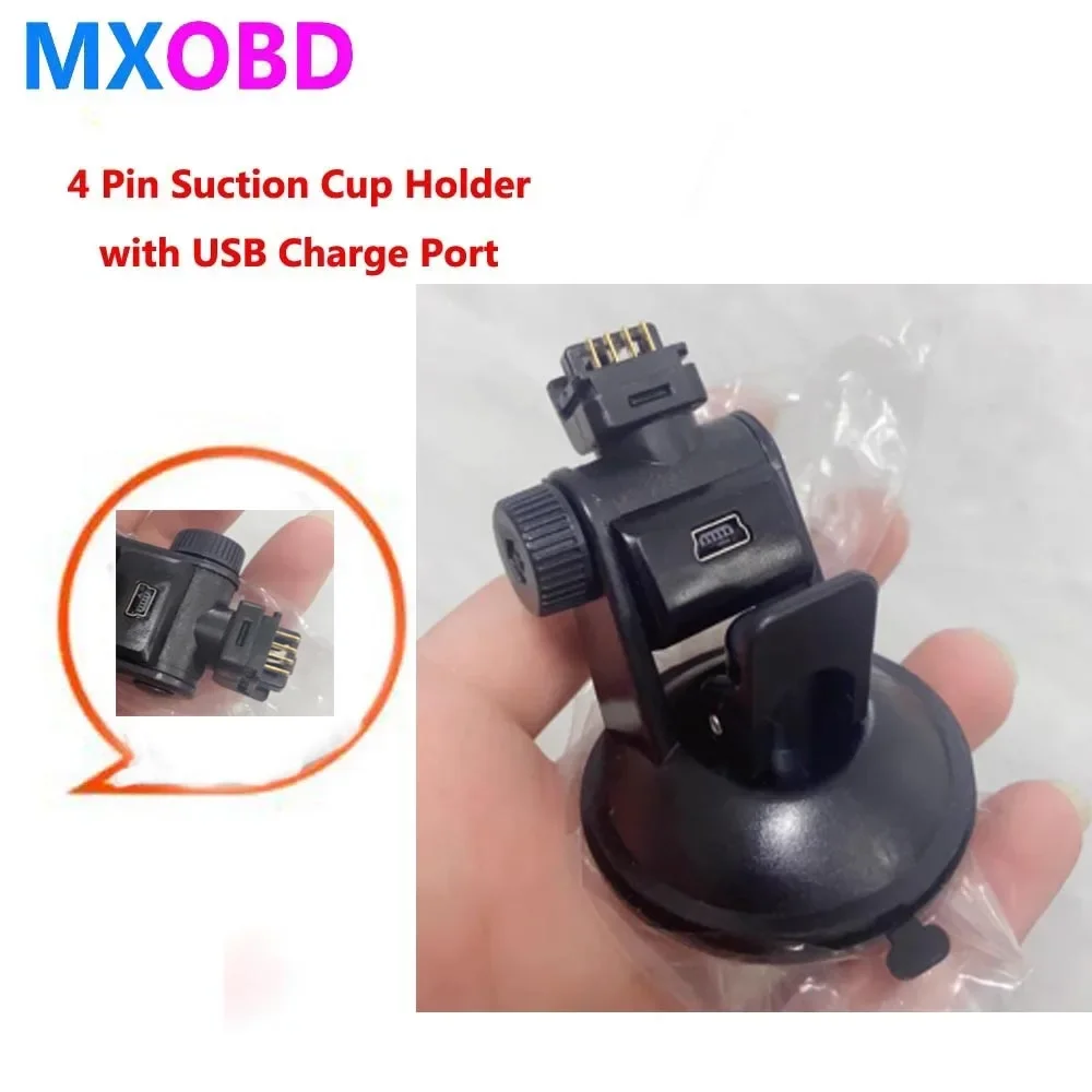 Car Driving Recorder Bracket 4pin Head Vacuum Suction Cup Holder with USB Charge Port Car DVR Dashcam Stand GPS DV Camera Mount