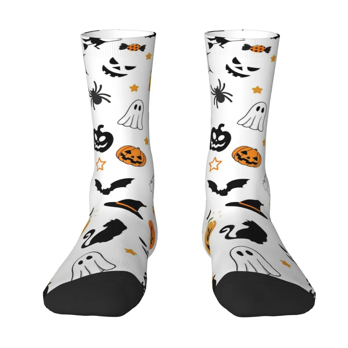 Horror Halloween Pumpkin Bat And Ghost Socks Trick or Treat Elegant Stockings Men Soft Breathable Sports Socks Anti Sweat Socks