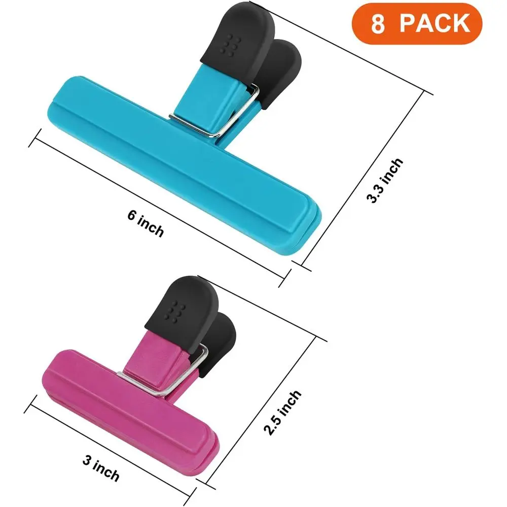 8-Pack Airtight Bag Clips - Wide Open Storage Solution (4 Large, 4 Small)