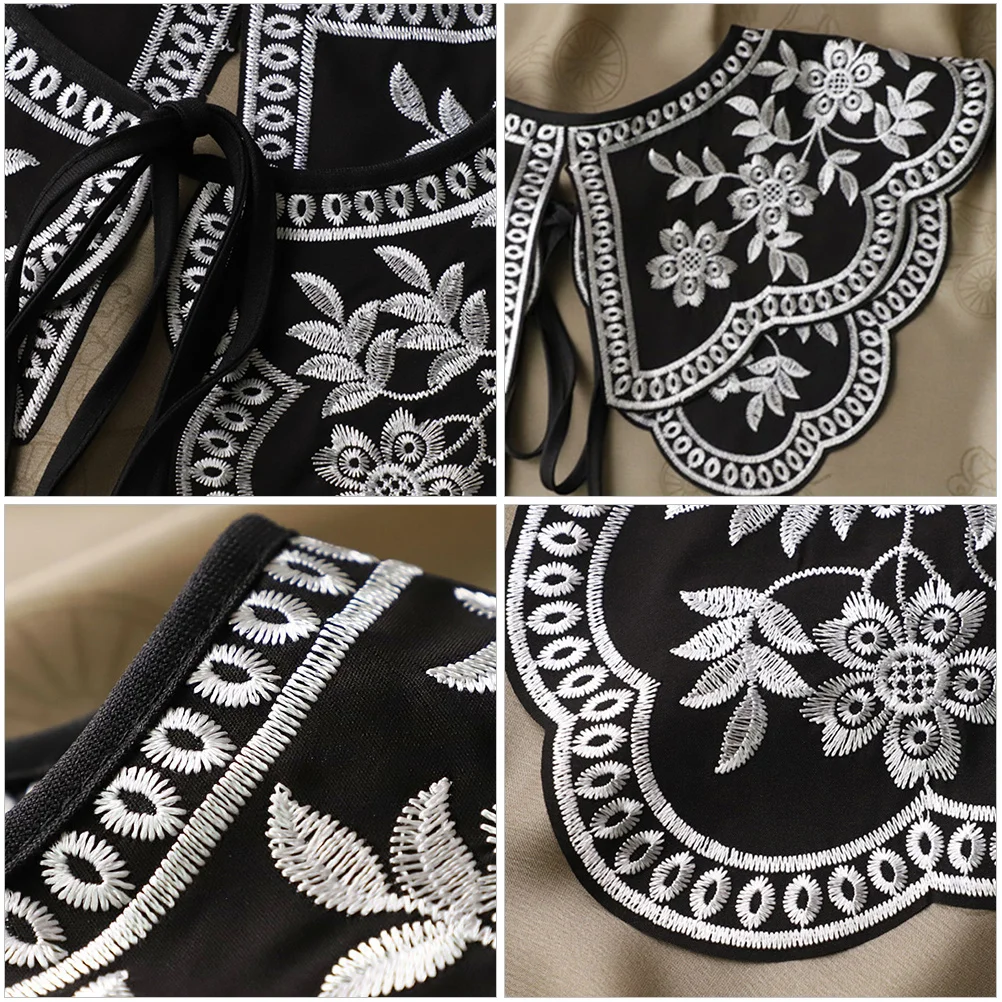 

1Pcs Embroidery Collar Retro Fake Collar Floral Printed Lightweight Clothing Accessory for Women Elegant Outfit